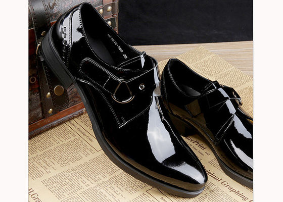 黒い輝き 男性 公式ドレス シューズ パテント レザー オックスフォード スタイル 印刷 ロゴ