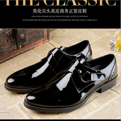 黒い輝き 男性 公式ドレス シューズ パテント レザー オックスフォード スタイル 印刷 ロゴ