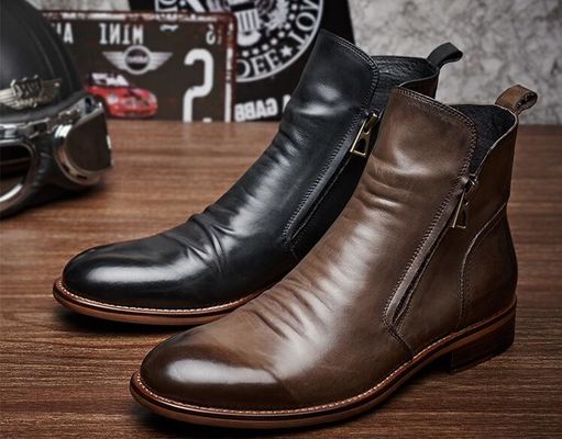 丸い足の靴 男性の足首の靴 ロープアップ 本物の真皮 ヴィンテージ 尖った足の靴