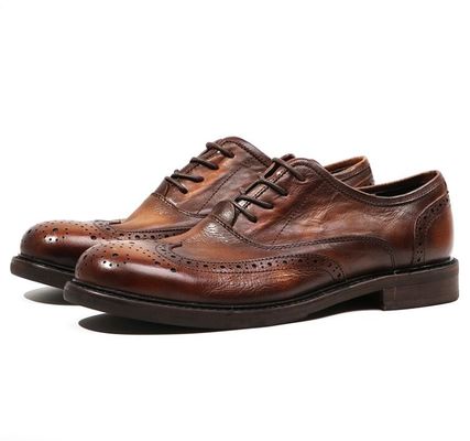 ブランドデザイン 男性革ドレス シューズ 尖った足足 Oxford ブラウン ローズアップドレス シューズ